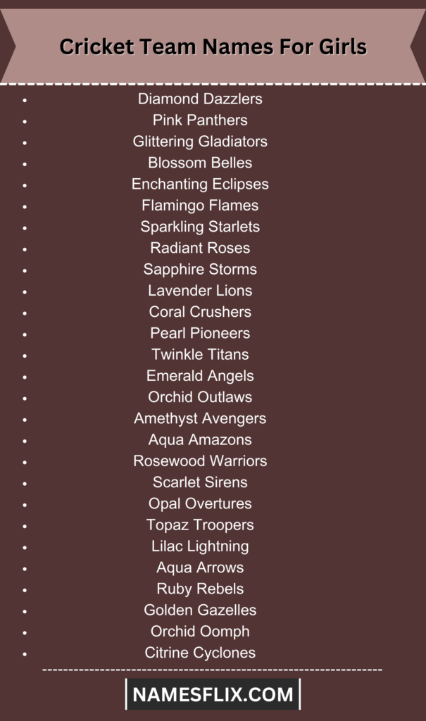 Cricket Team Names For Girls
