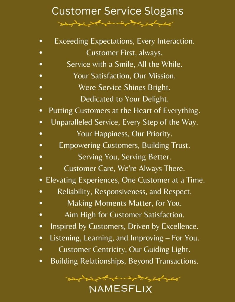 Customer Service Slogans