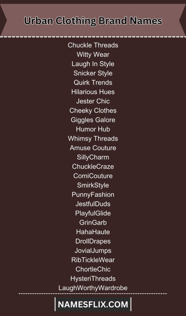 Urban Clothing Brand Names