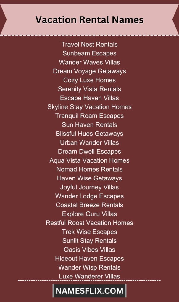 Vacation Rental Names