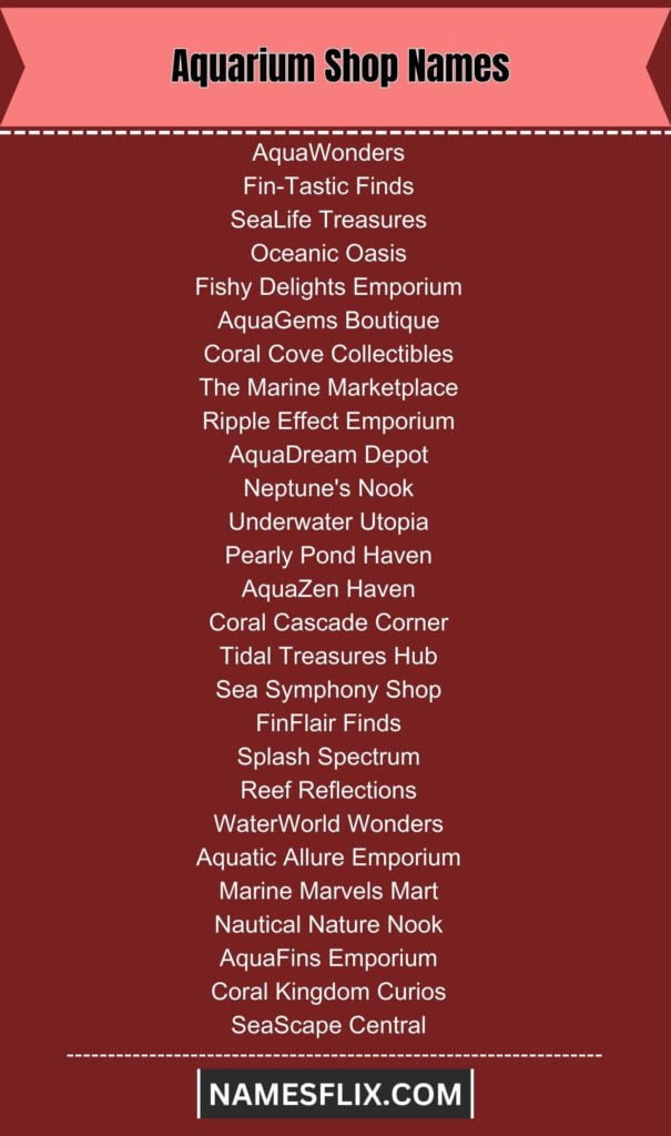 Aquarium Shop Names