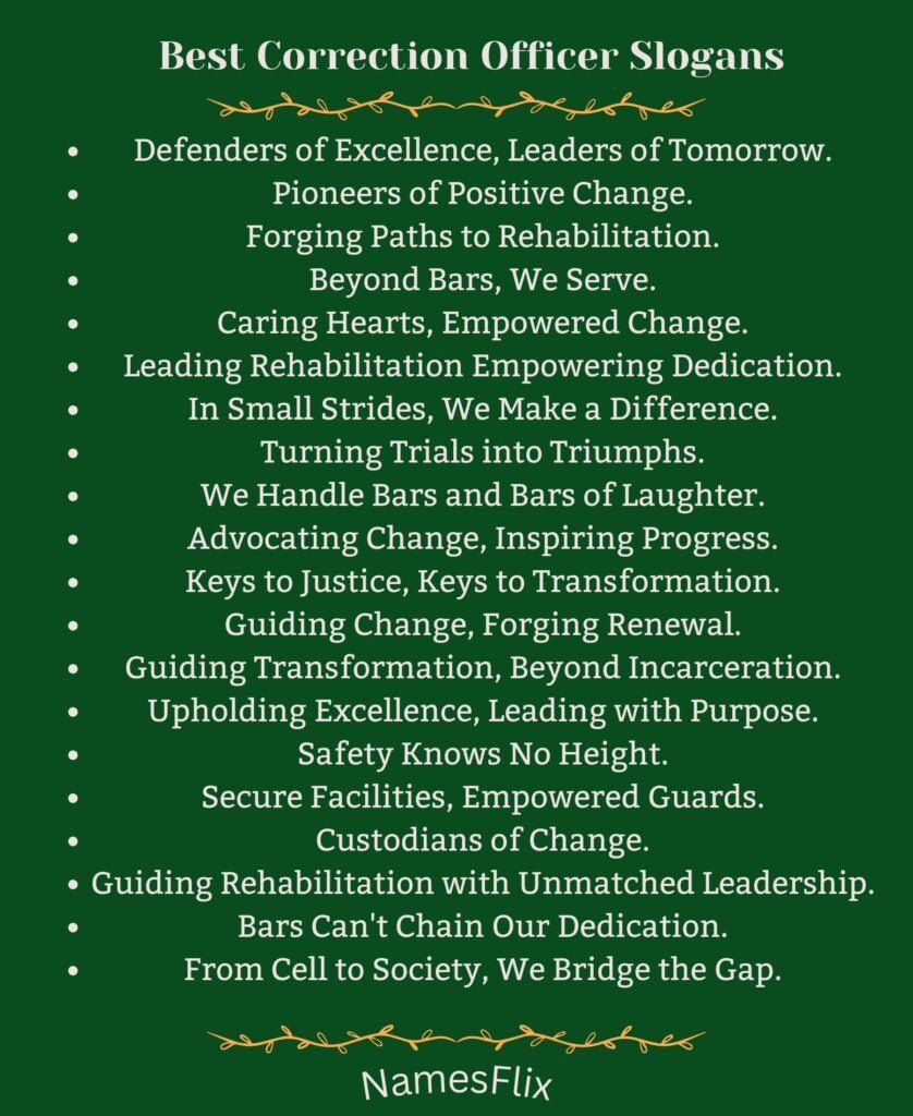 Best Correction Officer Slogans