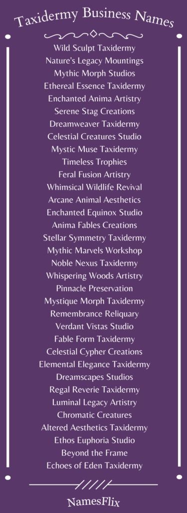 Taxidermy Business Names