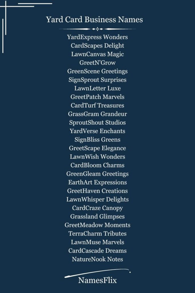 Yard Card Business Names