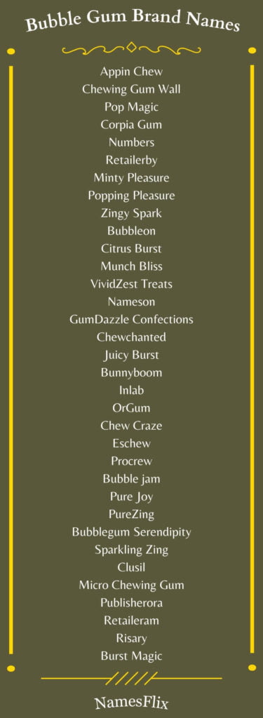 Bubble Gum Brand Names