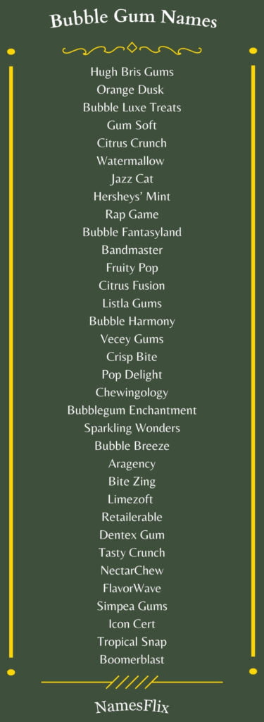 Bubble Gum Names