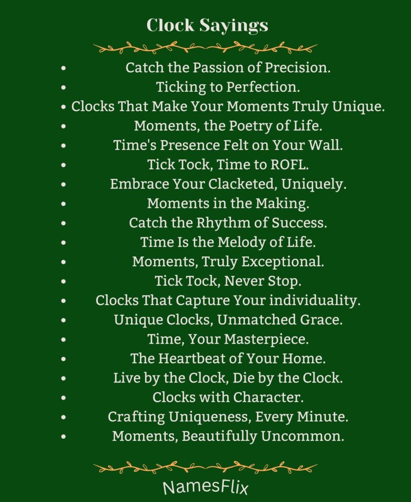 Clock Sayings
