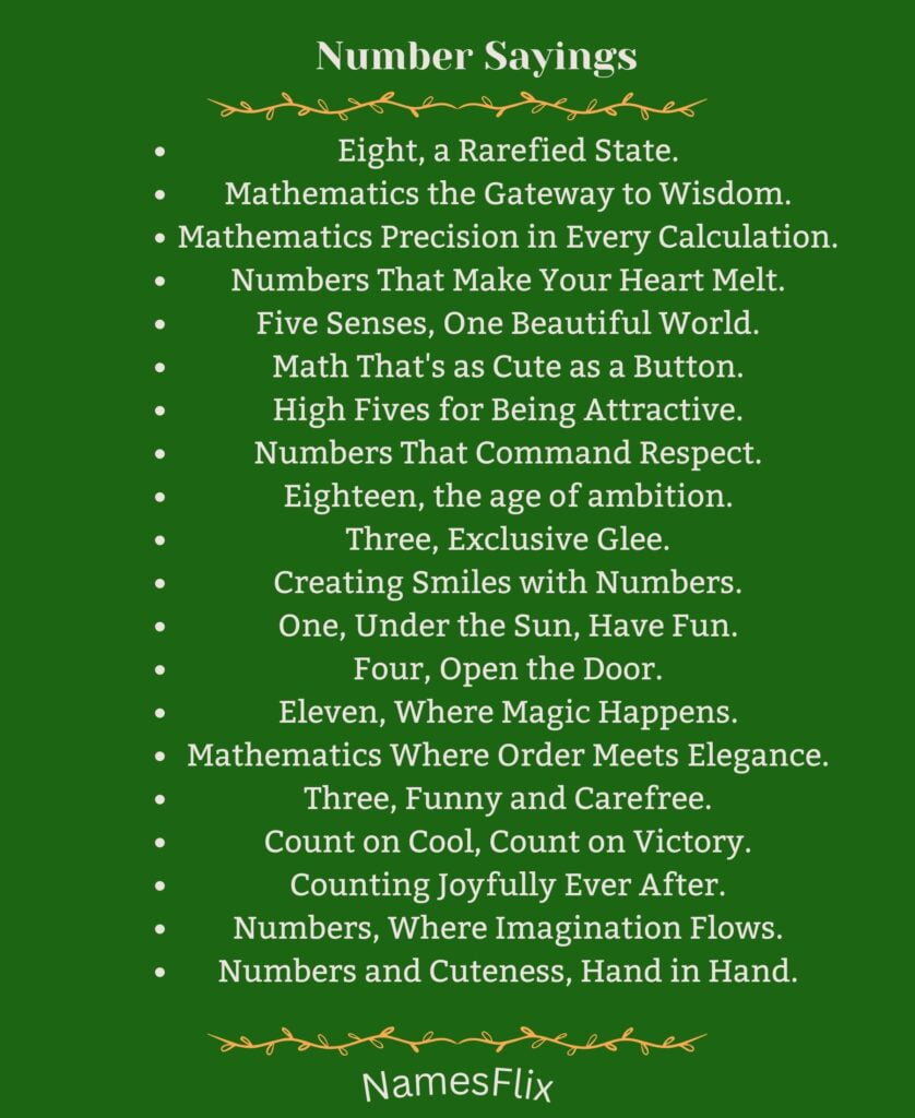 Number Sayings