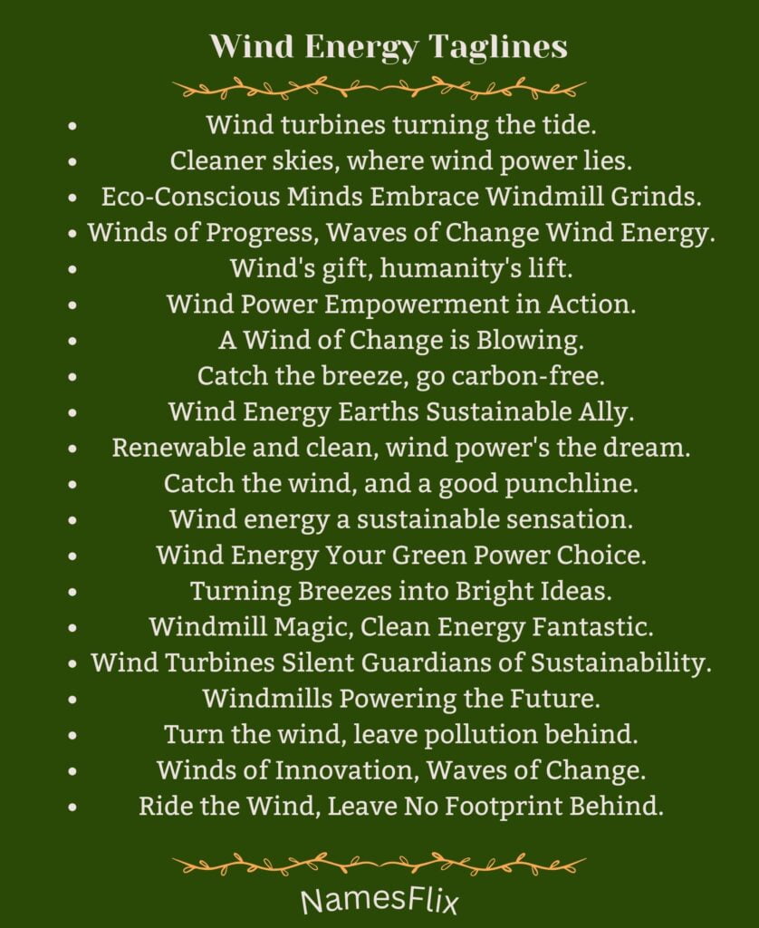 Wind Energy Taglines