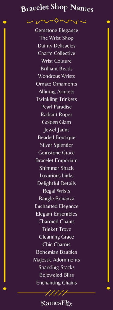 Bracelet Shop Names