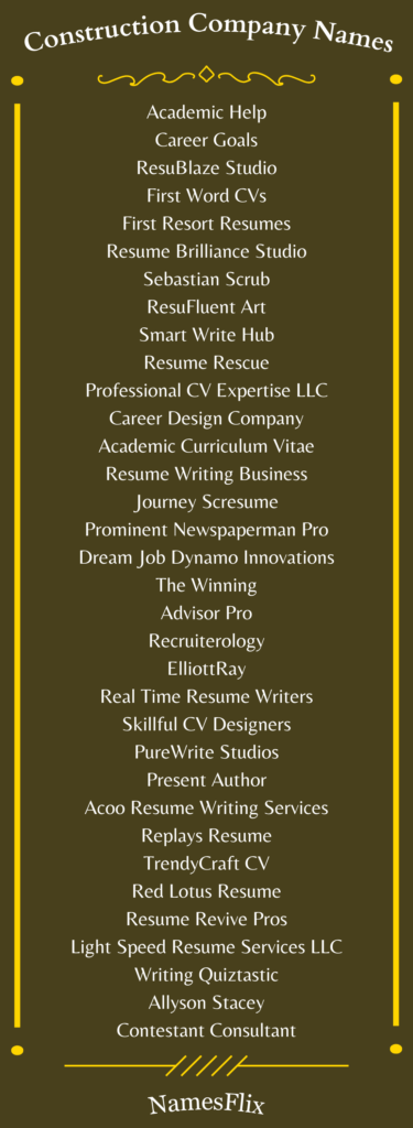 Construction Company Names