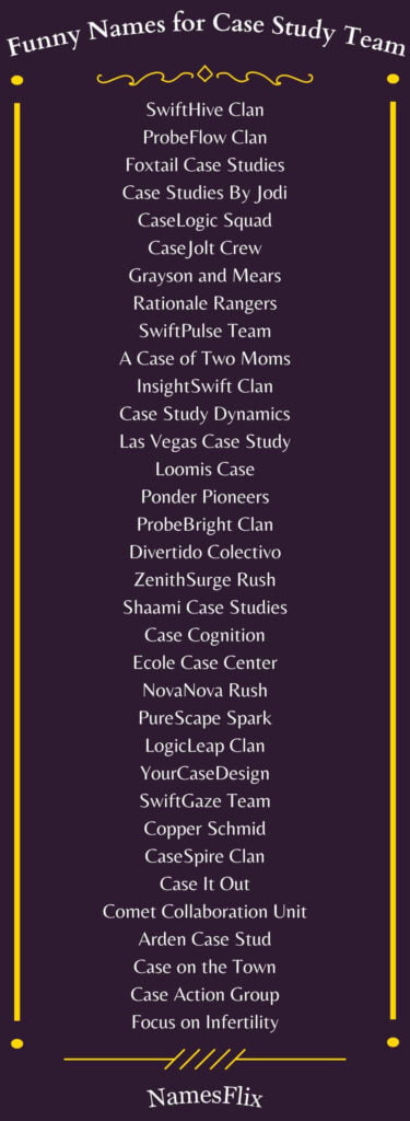 Funny Names for Case Study Team