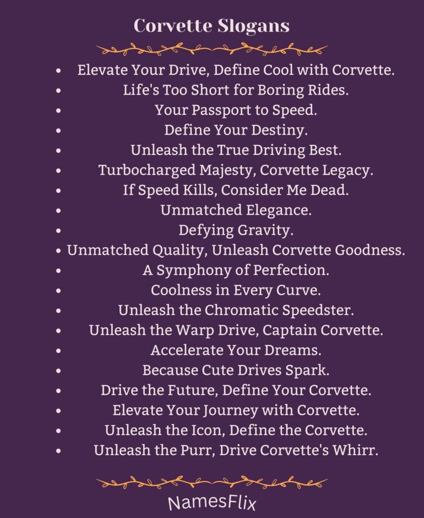 Corvette Slogans