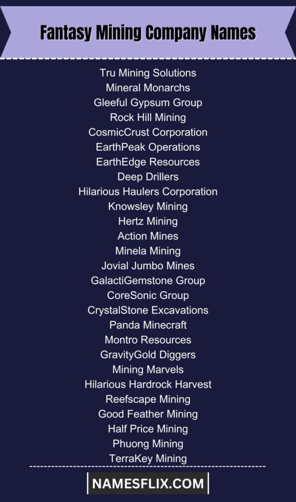 Fantasy Mining Company Names