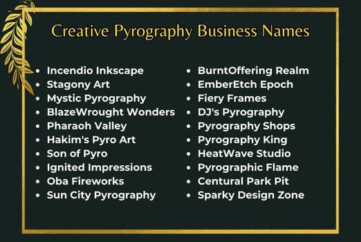 Creative Pyrography Business Names