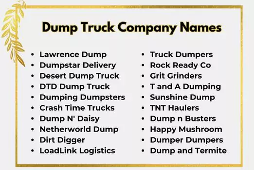 Dump Truck Company Names