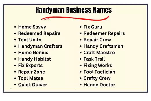 Handyman Business Names